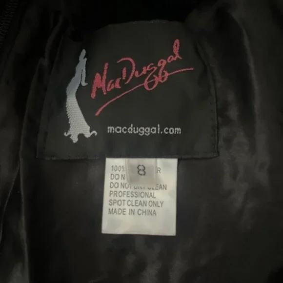 Mac Duggal Embelished Illusion 3D Floral Mesh/Velvet Black Dress Size 8 - Picture 4 of 4